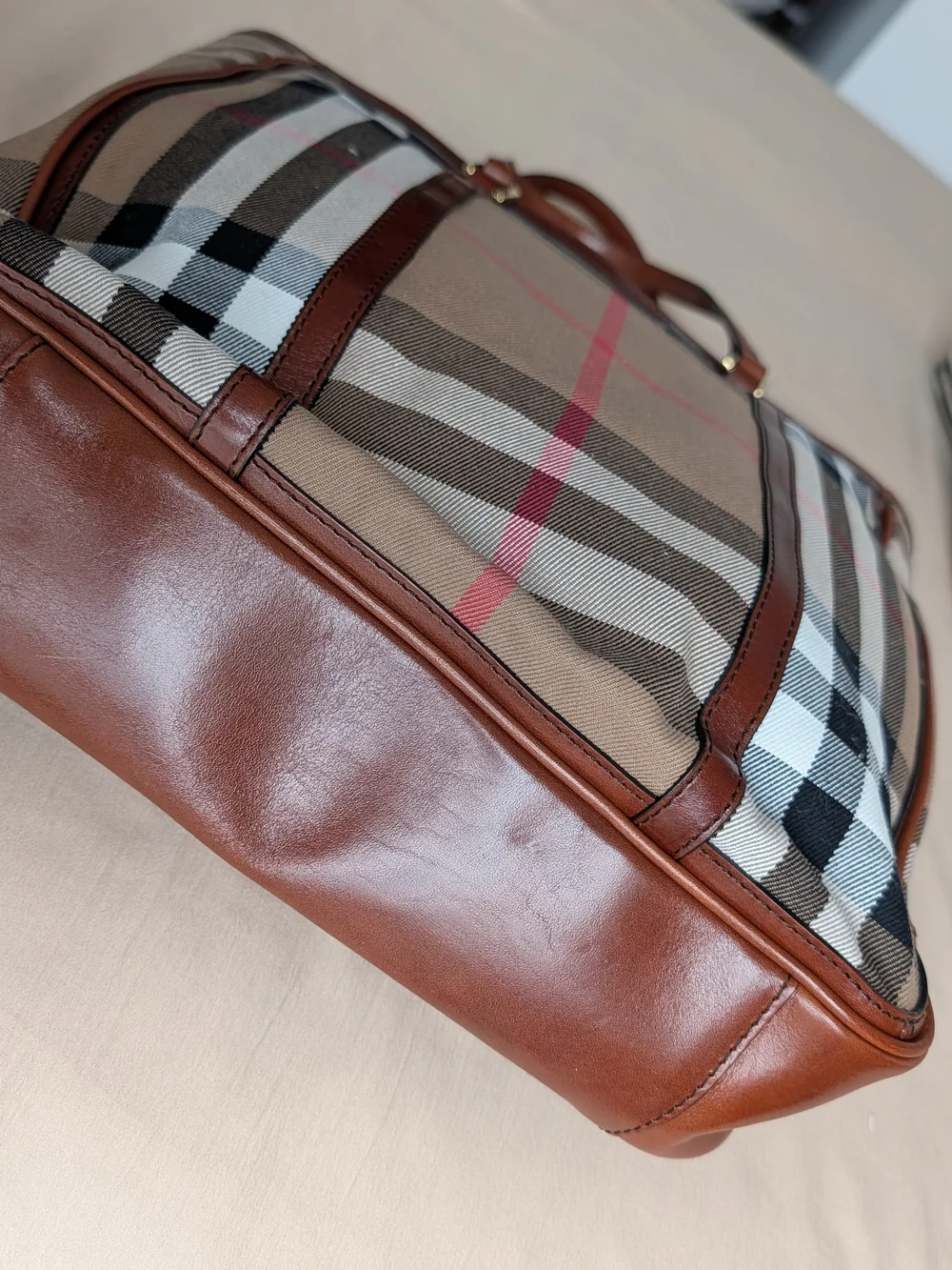 Burberry House Check Canvas & Brown Leather Tote Bag - Picture 5 of 15